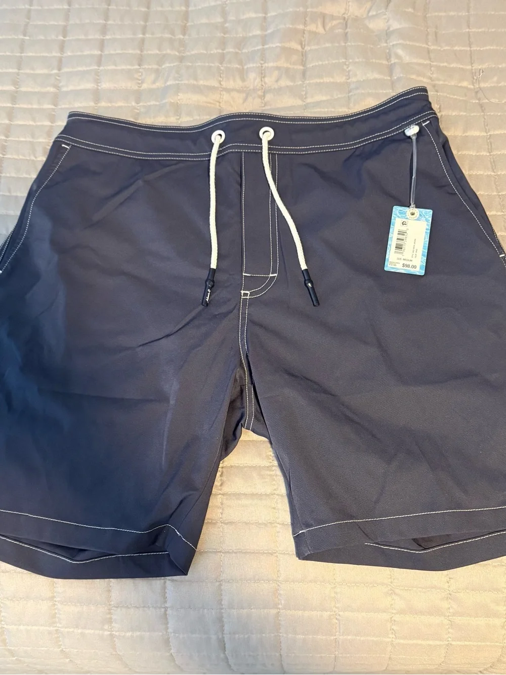 johnnie-O Navy Swim Trunks with White Drawcord